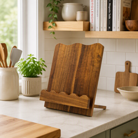 Support de recettes vertical multifonctionnel pliable en bois à un seul niveau, support de livre, support de tablette, organisateur de bureau pour la maison et le salon