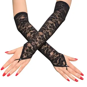 O023, блестящие кружевные перчатки с крючками, Длинные европейские и американские модные сексуальные перчатки, аксессуары для невесты