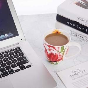 Fine Porcelain 10oz Coffee <strong>Mug</strong>, Tea Cup <strong>Mugs</strong> Set,W/ Floral Design - Product Image 4