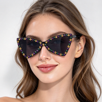 Accessoires de carnaval pour femmes Mardi Gras, lunettes de soleil en strass jaunes, verts et violets
