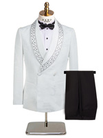 Nouveaux costumes de mariage élégants pour hommes, en jacquard léger et luxueux, avec col en diamant vert, pour la mode masculine, robe de soirée 2 pièces