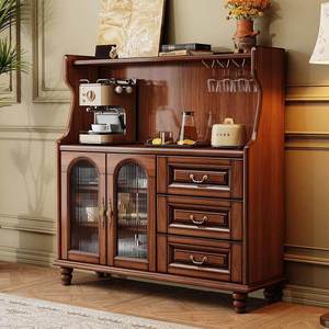 Aparador Retro Americano de Madera Maciza de Caoba, Mueble de Almacenamiento Grande para Vino, Mueble para Sala de Estar o Cocina - Product Image 1