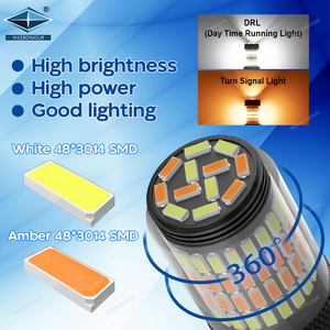 Nuova Lampadina LED 3157 <span class=keywords><strong>P21w</strong></span> <span class=keywords><strong>1156</strong></span> in Alluminio per Indicatori di Direzione, Non Polarizzata, Bicolore, Lente Universale 3014 96smd, Certificata CE - Product Image 3