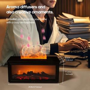 New Colorful Flame Mini Fireplace <b>Aroma</b> <b>Diffuser</b> 280ml Waterless Auto-Off Air Humidifier with Timer Remote Control for Home Gift - Product Image 6