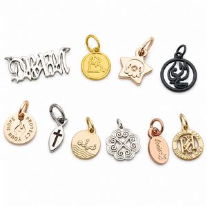 Colgante de Oro Grabado con Logotipo Personalizado, Etiquetas de Joyería Metálicas, Dijes para Collar y Pulsera - Product Image 3