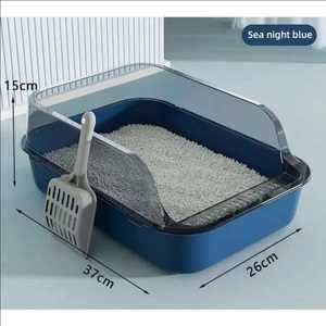 Caja de arena para gatos de gran capacidad Premium con diseño antisalpicaduras abierto en la parte superior, bandeja de arena para mascotas, accesorio de plástico para inodoro para gatos y gatitos - Product Image 4