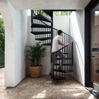 Escalier en spirale galvanisé pour extérieur, escalier métallique rotatif avec garde-corps de sécurité