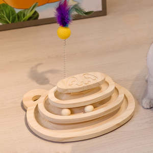 Griffoir pour chat en bois et sisal, écologique, nouveau design, interactif, avec plateau lounge et tour de jeu, couleur naturelle - Product Image 4