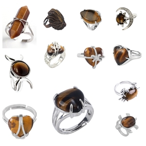 خاتم من أحجار كريمة عين النمر الطبيعية متعدد الأشكال للنساء عالي الجودة بسعر رخيص - Product Image 5