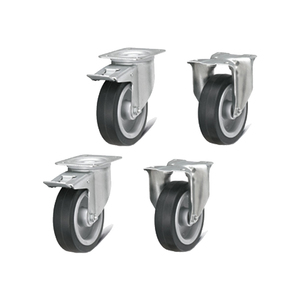 Kit de ruedas de goma elástica Ø 125 mm para carros Fami Bin Cart (4 uds) - Product Image 1