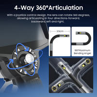 Lente Dual de 4 mm/6,5 mm con Giro de 360 Grados en 4 Direcciones °   Cámara Endoscópica Industrial Articulada de Tungsteno, Boroscopio con Pantalla IPS de 5.0" para Inspección de Automóviles y Alcantarillado