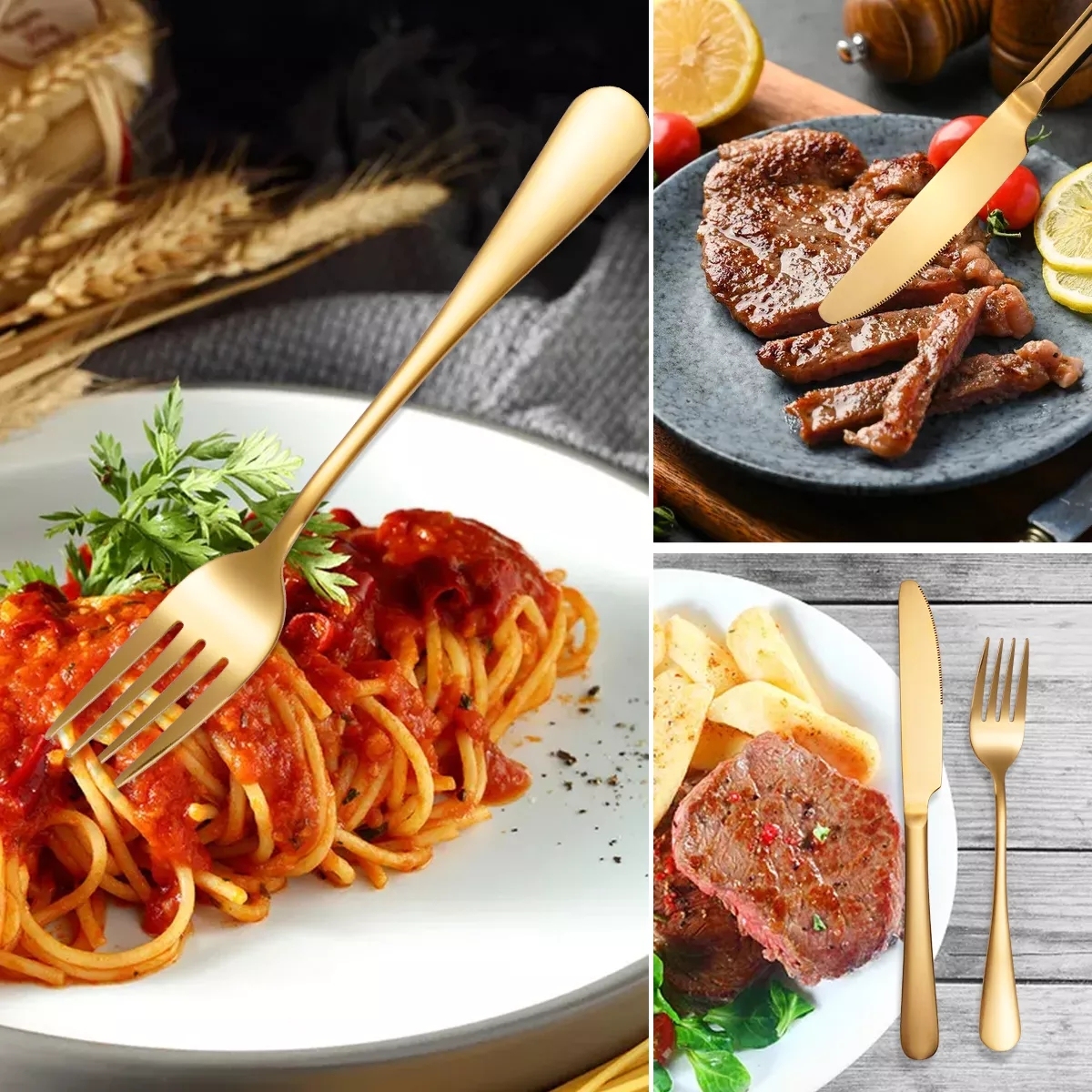 Fine Matte Dinner Modern Gold Cutlery Set Food Grade Stainless Steel Knife Spoon and Fork Set · image 5