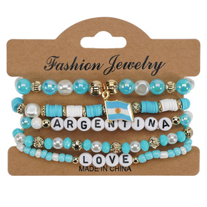 Pulsera Elástica de Arcilla y Cristal con Bandera de País para el <span class=keywords><strong>Mundial</strong></span> de Fútbol 2026, Regalo de Joyería para Mujeres, Hombres, Aficionados al Deporte y Aficionados a los Equipos - Product Image 2