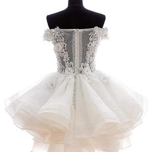 Kadın off-the-omuz organze Homecoming elbise genç resmi dantel aplike kokteyl parti kıyafeti abiye - Product Image 2