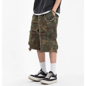 Summer High Quality Comfy Cotton Casual Cargo <b>Shorts</b> Custom logo Baggy Pants 7 Pockets Distressed Camouflage Men's <b>Shorts</b> - Product Image 4