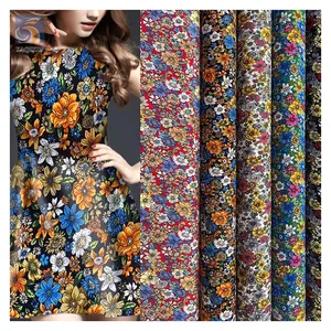 YX2389 kain desainer motif bunga kustom kain Rayon 100% cetak 45S murah untuk gaun pakaian