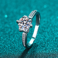 Bague solitaire en argent sterling 925 avec moissanite 1 carat, pavé rond, pour femme, bijoux de mariée délicats et élégants, vente en gros