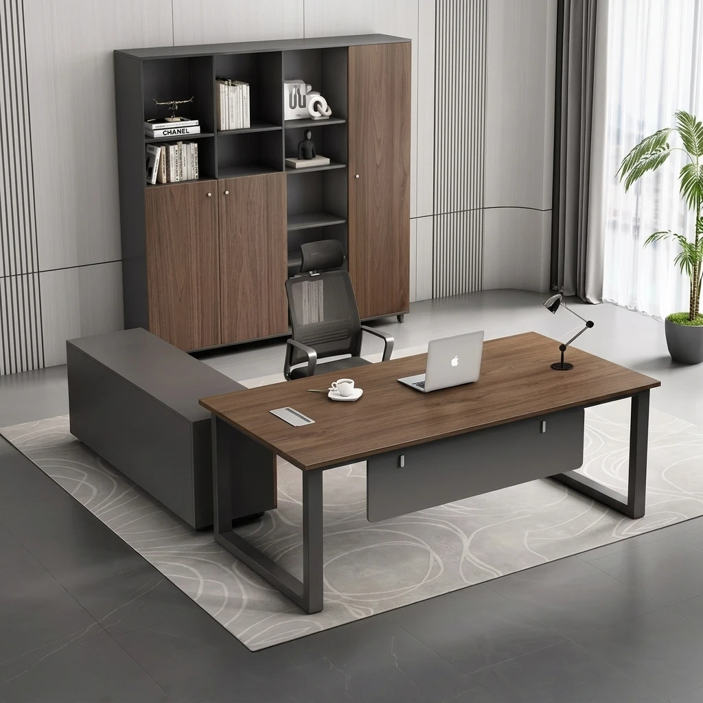 Manager's Desk Boss's Desk Simple Modern L-shaped Modular Office Furniture Office Desk Chair Combination Single Person Panel
