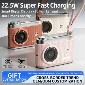 พาวเวอร์แบงค์สีครีม รูปทรงกล้องถ่ายรูป ความจุ 10000mAh ชาร์จเร็ว 22.5W พร้อมสายคล้อง - Product Image 5