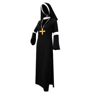 Nouvel arrivage Costume missionnaire d'Halloween pour femmes adultes Prêtre religieux Robes longues Nonne Sœur Habit Déguisement - Product Image 3