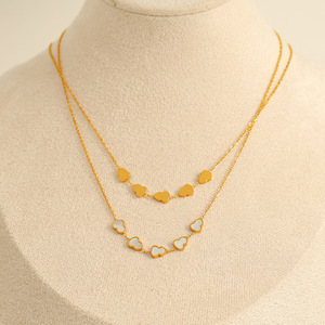 Collar de oro con forma de corazón y concha blanca, colgante de aleación de zinc, joyería de regalo - Product Image 2