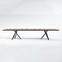 Table de Conférence Exécutive Moderne Grande Table de Réunion Plateau en MFC Grade E0 avec Alimentation Intégrée pour Bureau, Salle de Conseil, École, Bois
