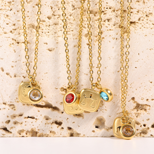 Vintage 18K oro Acero inoxidable <span class=keywords><strong>signo</strong></span> del zodiaco collar <span class=keywords><strong>de</strong></span> piedra natal <span class=keywords><strong>de</strong></span> moda 12 meses piedra <span class=keywords><strong>de</strong></span> nacimiento colgante <span class=keywords><strong>de</strong></span> cristal diseño cuadrado - Product Image 6