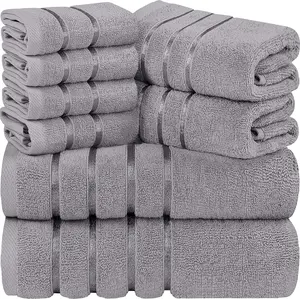 Viscose Stripe Towels 100%cotton customized luxury hotel bath towel Cool Grey