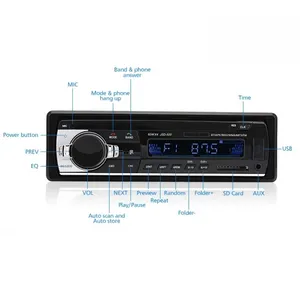 オートラジオJSD520カーラジオステレオプレーヤーデジタルBluetoothMP3 60Wx4FMオーディオ、インダッシュAUX入力レシーバー付き