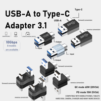 Adaptateur USB-C OTG coudé à 90/180 degrés, convertisseur USB-C vers USB mâle en forme de U, sortie CC 3.0 pour ordinateurs portables et téléphones LED