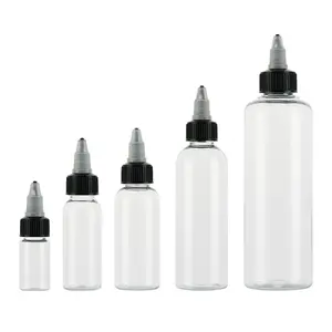 Pocket SizeThe Prevailing Trend Plastic PET Pointed Hair Oil Nozzle Clear Squeeze Bottles With Twist Caps