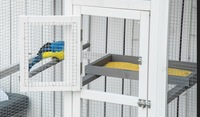 Chilochilo 60 "Cage à oiseaux en bois cage de vol volière avec nid de 4 perchoirs et plateau coulissant pour intérieur extérieur