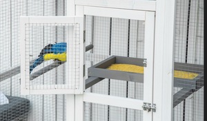 Chilochilo 60 "ahşap kuş kafesi <span class=keywords><strong>Aviary</strong></span> uçuş kafesi kapalı açık için 4 Perches yuva ve slayt-out tepsi ile - Product Image 5