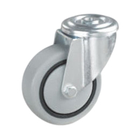 Roues pivotantes industrielles robustes en TPR + PP pour la manutention, avec roulement à billes en PP, frein et protections filetées