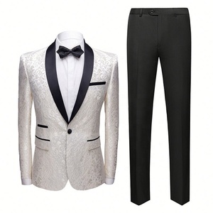 Costume de <span class=keywords><strong>smoking</strong></span> pour homme en deux pièces, veste à motif floral, <span class=keywords><strong>col</strong></span> châle paisley, veste de costume pour dîner, bal de promo, mariage - Product Image 4