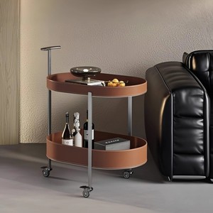 Mesa de Centro Pequeña de Cuero Moderno con Ruedas, Mueble Auxiliar para Sala de Estar, Villa <span class=keywords><strong>Wolff</strong></span>, Garantía de 5 Años - Product Image 1