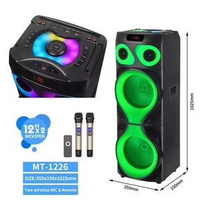 Altavoz de fiesta DJ de madera de 2x12 pulgadas con diseño exclusivo, sistema de sonido de bajos de 1000W, bafle recargable de 200W con TWS - Product Image 4