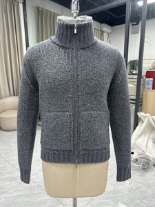 <strong>Men's</strong> Luxury Design Full Zip <strong>Cardigan</strong> <strong>with</strong> Fur Collar and <strong>Pockets</strong> Knitted Thin Autumn/Winter ODM Supply Patterned Letter - Product Image 2