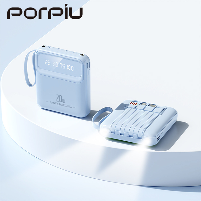 High Capacity 10000mAh Portable Fast Charging Power Bank with 2 Type-C Outputs UV Printed Logo for Promotional Use