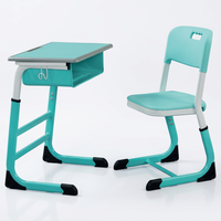 Ensemble de bureau et chaise d'école modernes en plastique, mobilier de salle de classe pour élèves du primaire et du secondaire