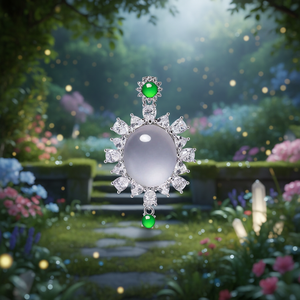 Pendentif en cristal Qingyabailu Feicui, argent S925 serti de jadéite et d'émeraude, collier féminin classique luxueux et exquis - Product Image 3
