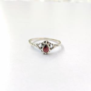 Bague en grenat, argent sterling 925, bague en pierre précieuse, grenat réglable, collection artisanale, bagues fines, bijoux en argent, prix de gros - Product Image 2
