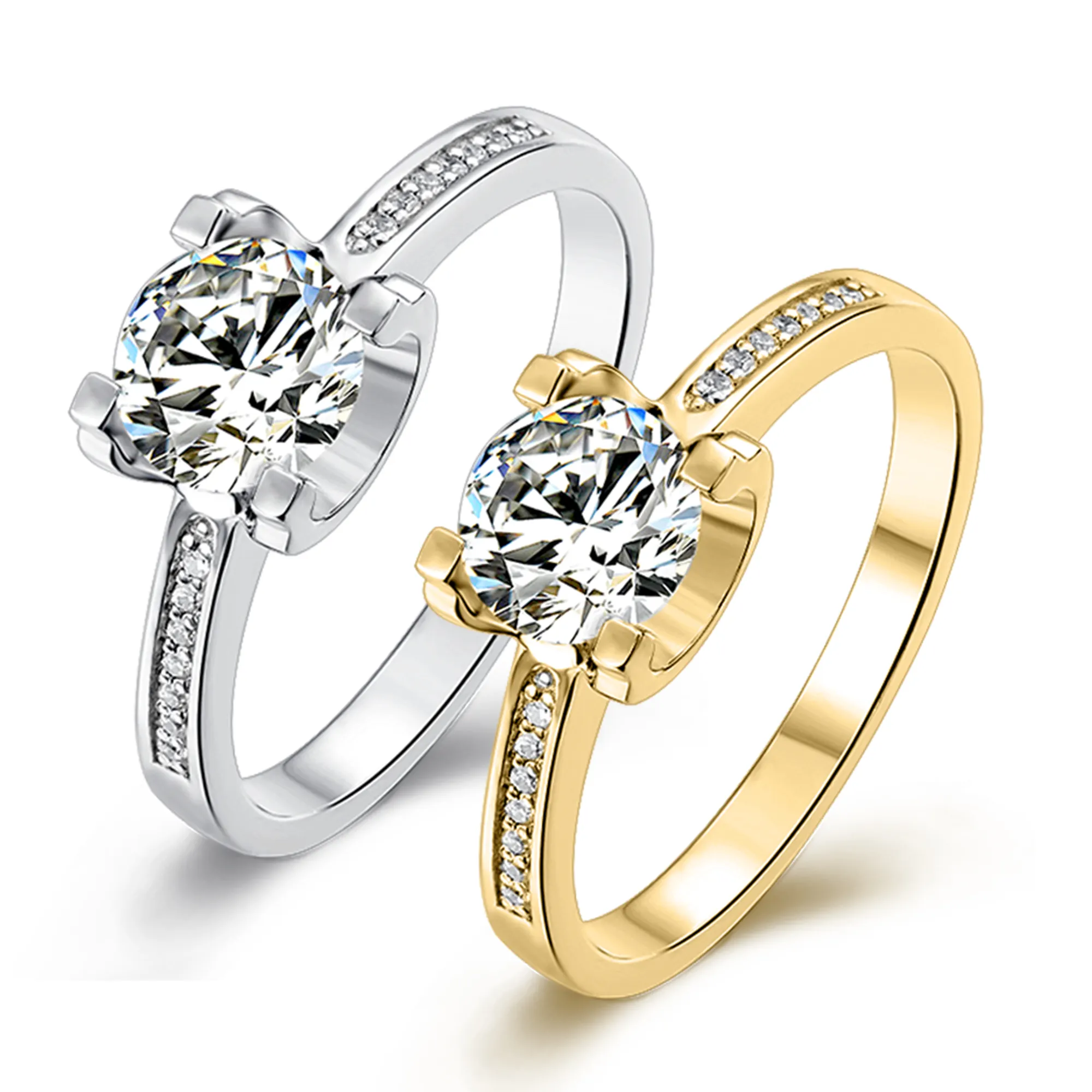 Abiding Custom Trendy 14K White Gold 1.0CT Moissanite Diamond Ring Jewelry Engagement Women Golden Rings