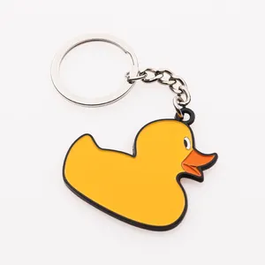 Keychain For Keychain Custom Brand Logo Keyrings Metal Anime Cartoon Golden Yellow Duck Keychain /cute Duck Key Chain