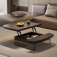 Mesas de Centro de Madera Maciza a Precios Económicos, Mesa de Té con Esquinas Redondeadas, Mesa de Centro con Espacio de Almacenamiento Oculto para Sala de Estar