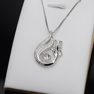 Support de pendentif en argent S925, accessoire tendance pour pendentif en perle de rose, produit semi-fini incrusté, 806 - Product Image 4