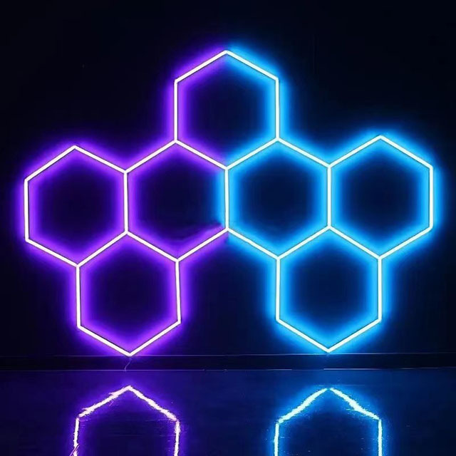 High CRI Hexagon Led Light Waterproof Car Workshop Light Auto Inspection Coating Detailing RGB LED Working Light Garage Lamp