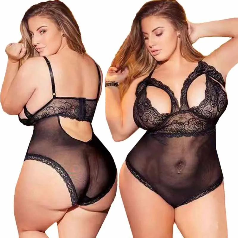2021 venda quente plus size mulheres roupa interior das mulheres maduras transparente teddy bodysuits one piece lingerie para mulheres gordas