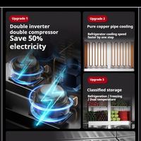 Équipement de cuisine commerciale, réfrigérateur congélateur à double porte, double température, en acier inoxydable