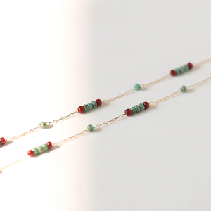 Collar de cadena con cuentas multicolor bohemio hecho a mano, chapado en oro de 18 quilates, con dije de bola de acero inoxidable con engaste de garra, 18 pulgadas - Product Image 4